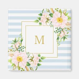 Monogramm florales Shabby Chic Pastellfarben Magnet