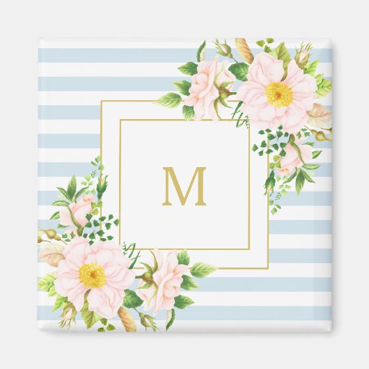 Monogramm florales Shabby Chic Pastellfarben Magnet (Vorne)