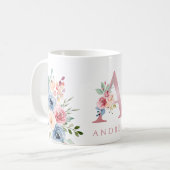 Monogramm Florbrief A Kaffeemaschine Kaffeetasse (Vorderseite Links)
