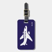 Monogramm-Flugzeug-Reise-Reise-individueller Name, Gepäckanhänger (Vorderseite vertikal)