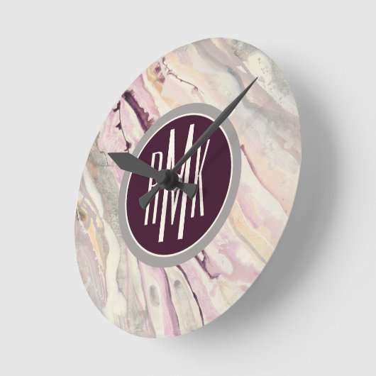 Monogramm | flüssiges I Runde Wanduhr (Winkel)