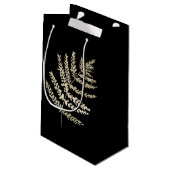 Monogramm Foliage Wedding Black Welcome Kleine Geschenktüte (Rückseite Schrägansicht)