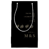 Monogramm Foliage Wedding Black Welcome Kleine Geschenktüte (Vorderseite)