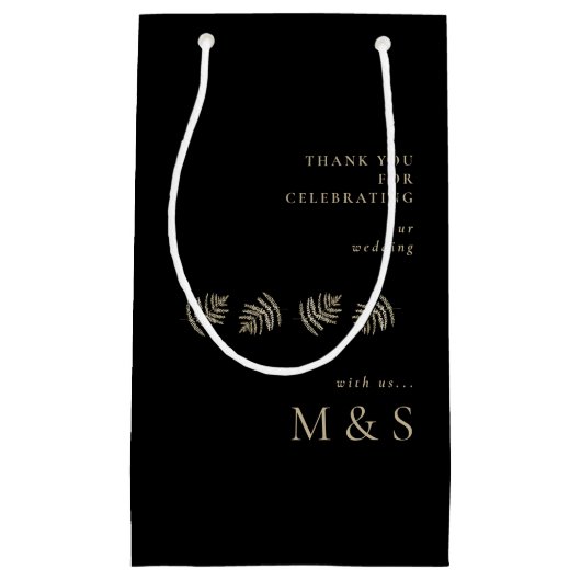 Monogramm Foliage Wedding Black Welcome Kleine Geschenktüte (Vorderseite)