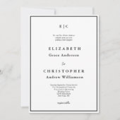 Monogramm Formale Minimalistische Hochzeit Einladung (Vorderseite)