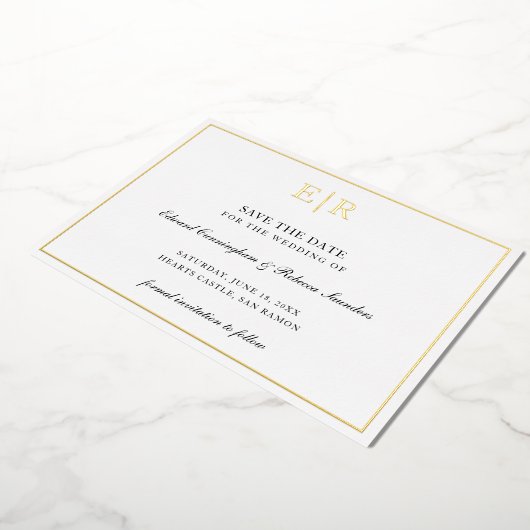 Monogramm formales Foto Hochzeit speichern das Dat Folieneinladung (Gedreht)