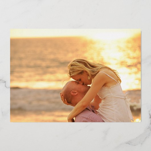 Monogramm formales Foto Hochzeit speichern das Dat Folieneinladung (Rückseite)