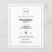 Monogramm formales Hochzeitsweißes All-in-1-Blatt Flyer (Vorne)