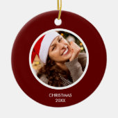 Monogramm-FOTO Bordeaux und White Modern Initials Keramik Ornament (Vorne)