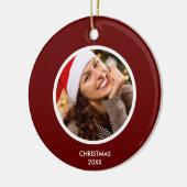 Monogramm-FOTO Bordeaux und White Modern Initials Keramik Ornament (Links)