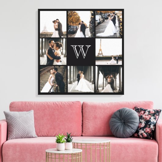 Monogramm Foto Collage Black Border Leinwanddruck (Insitu (Wohnzimmer))