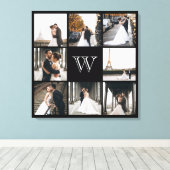 Monogramm Foto Collage Black Border Leinwanddruck (Insitu (Holzboden))