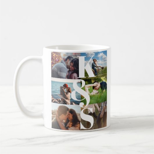 Monogramm Foto Collage Couple Geschenke Personalis Kaffeetasse (Links)