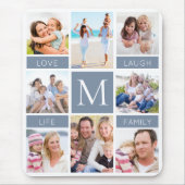 Monogramm Foto Collage Dusty Blue Mousepad (Vorne)