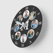 Monogramm Foto Collage Roman Zahlen Runde Wanduhr (Winkel)