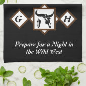 Monogramm-Foto der Bullskull-Silhouette Geschirrtuch (Gefaltet)