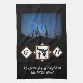 Monogramm-Foto der Bullskull-Silhouette Geschirrtuch (Vertikal)