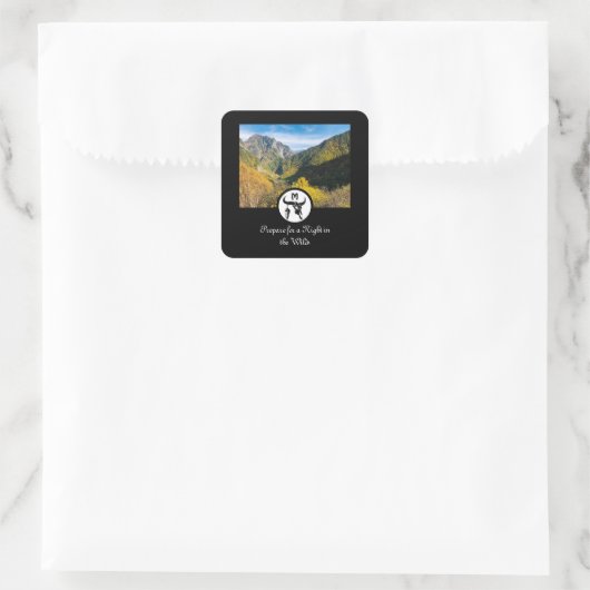 Monogramm-Foto der Bullskull-Silhouette Quadratischer Aufkleber (Tasche)