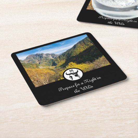 Monogramm-Foto der Bullskull-Silhouette Rechteckiger Pappuntersetzer (angewinkelt)