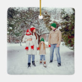 Monogramm-Foto der Weihnachtsfamilie Keramikornament (Rückseite)