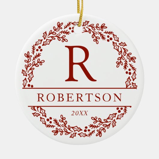 Monogramm-Foto der Weihnachtsknecht Keramik Ornament (Vorne)