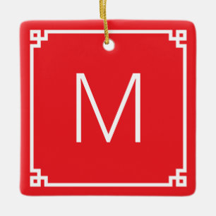 Monogramm-Foto für die rote und weiße griechische  Keramikornament