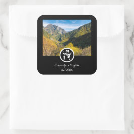 Monogramm-Foto für die Silhouette White Bull Quadratischer Aufkleber