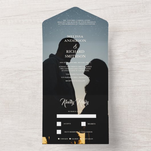 Monogramm-Foto-Hochzeit All In One Einladung (Innen)