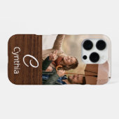 Monogramm-Foto-Holzkorn personalisiert iPhone Hülle (Rückseite (Horizontal))