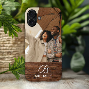 Monogramm Foto Holzkörner Holzkörner Personalisier iPhone 16 Plus Hülle