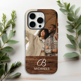 Monogramm Foto Holzkörner Holzkörner Personalisier iPhone 16 Pro Hülle