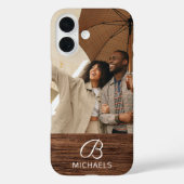 Monogramm Foto Holzkörner Holzkörner Personalisier Case-Mate iPhone Hülle (Rückseite)
