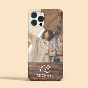 Monogramm Foto Holzkörner Holzkörner Personalisier iPhone 15 Pro Max Hülle
