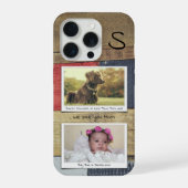 Monogramm Foto Holzkörner iPhone Hülle (Rückseite)