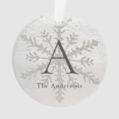 Monogramm-Foto mit weißem Schnee und Silberschneef Ornament (Vorderseite)