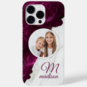 Monogramm Foto Moderne Blumenmarmor Individueller Case-Mate iPhone 14 Pro Max Hülle