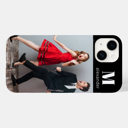 Monogramm-Foto Moderner Personalisierter Name Case-Mate iPhone Hülle (Rückseite (Horizontal))