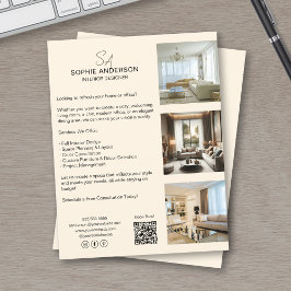 Monogramm Foto QR Creme Beruflich Business Flyer