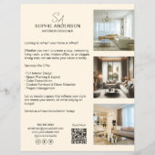 Monogramm Foto QR Creme Beruflich Business Flyer (Vorne)