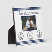 Monogramm-Foto-Rahmen für Navy Blue Nautic Anker Fotoplatte (Vorderseite)