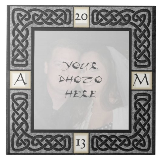 Monogramm-Foto-Rahmen-Tile Fliese (Vorderseite)