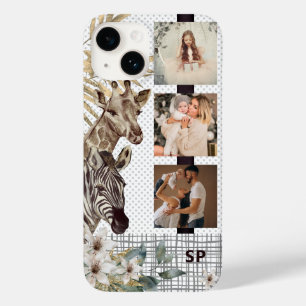 Monogramm Foto Safari Tier Blumen Modern Weiblich Case-Mate iPhone 14 Hülle