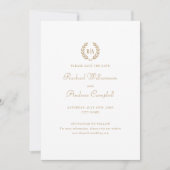 Monogramm Foto Save the Date Hochzeitgoldweiß Einladung (Vorderseite)