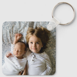 Monogramm Foto Schwarz-Weiß-Streifen Schlüsselanhänger