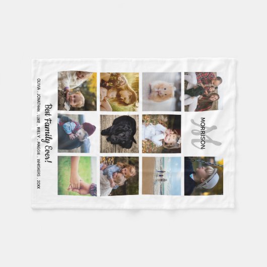 Monogramm-FotoCollage 11 Instagram-Fotos Fleecedecke (Vorderseite (Horizontal))