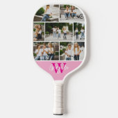 Monogramm FotoCollage benutzerdefinierte Farbe Pickleball Schläger (Rückseite)