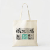 Monogramm-FotoCollage - Bis zu 5 Foto Aquamarin Tragetasche (Vorne)