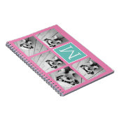 Monogramm-FotoCollage - Bis zu 5 Foto rosa Notizblock (Rechte Seite)