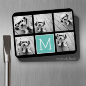 Monogramm-FotoCollage - Bis zu 5 Foto Schwarz Magnet