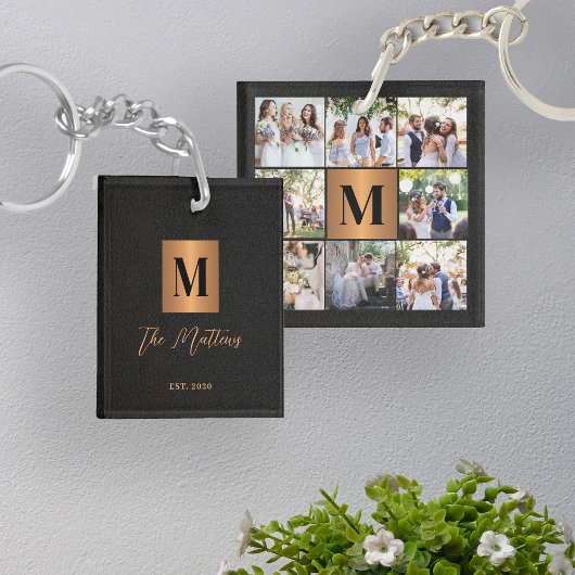 Monogramm-Fotocollage Familie Schlüsselanhänger